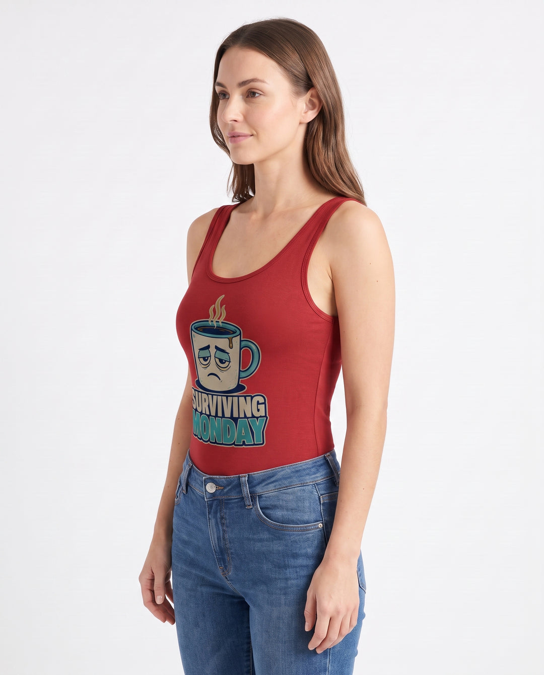 Surviving Monday Sleeveless Tank Bodysuit mockup 2