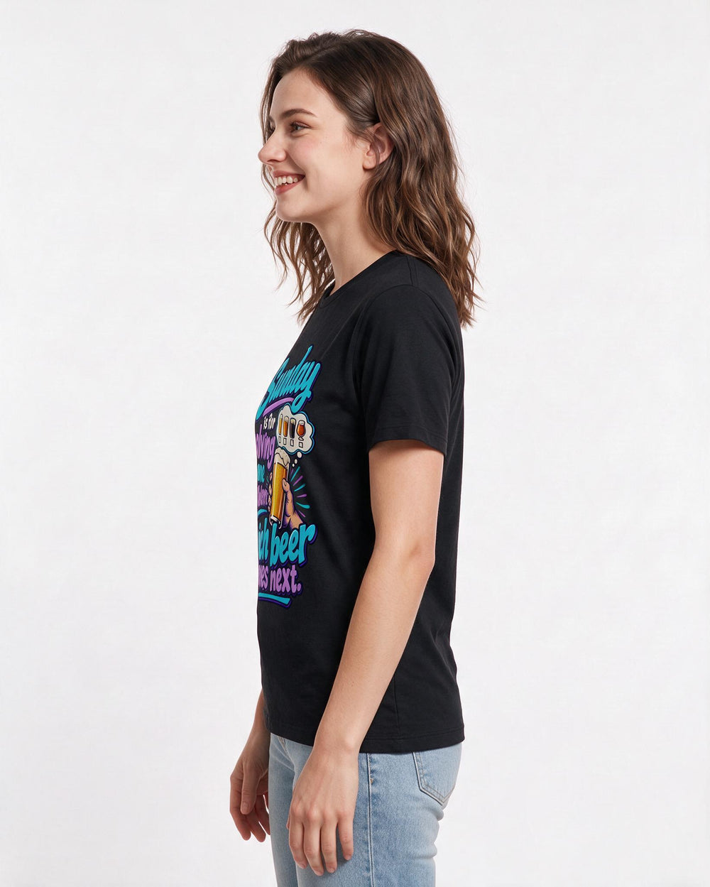 Beer Black T-Shirt for Women – Everyday Expression Graphic Tee product image 2