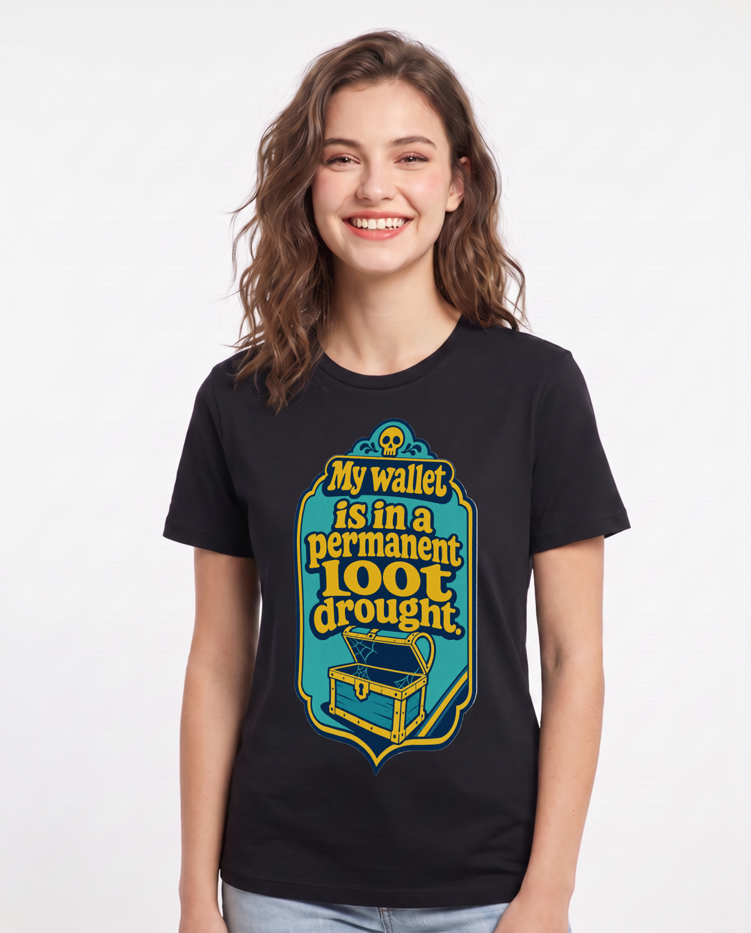 Gaming Women's Black T-Shirt - My wallet is in a permanent loot product image 1