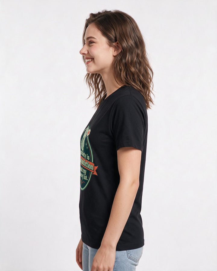 Graphic Women's Black T-Shirt - My anxiety is writing fanfiction about product image 2