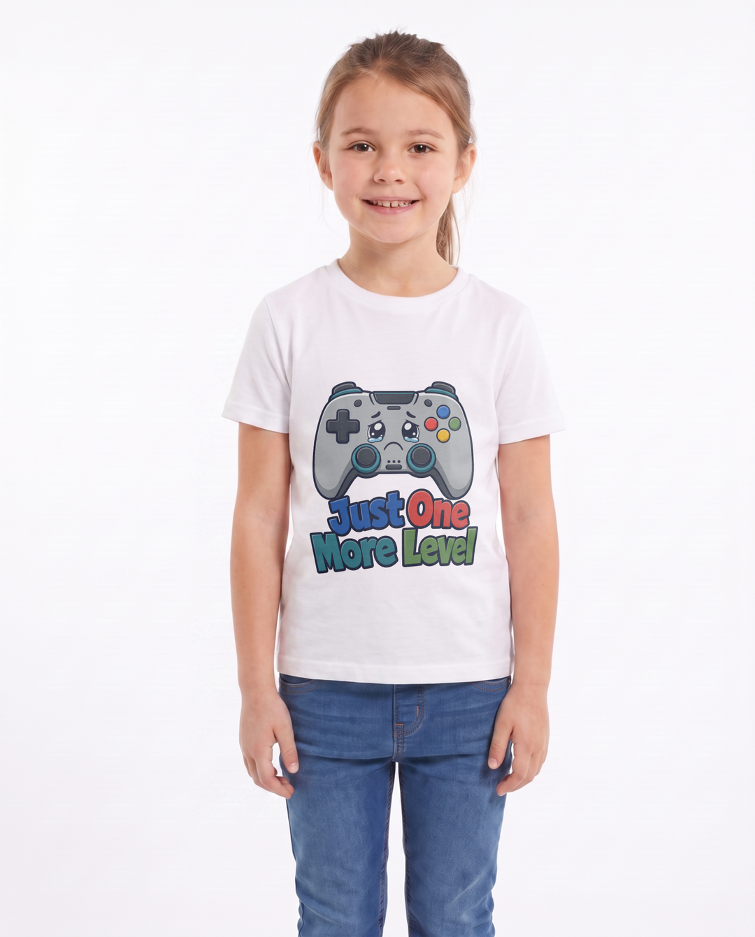 Just One More Level White T-Shirt mockup 1