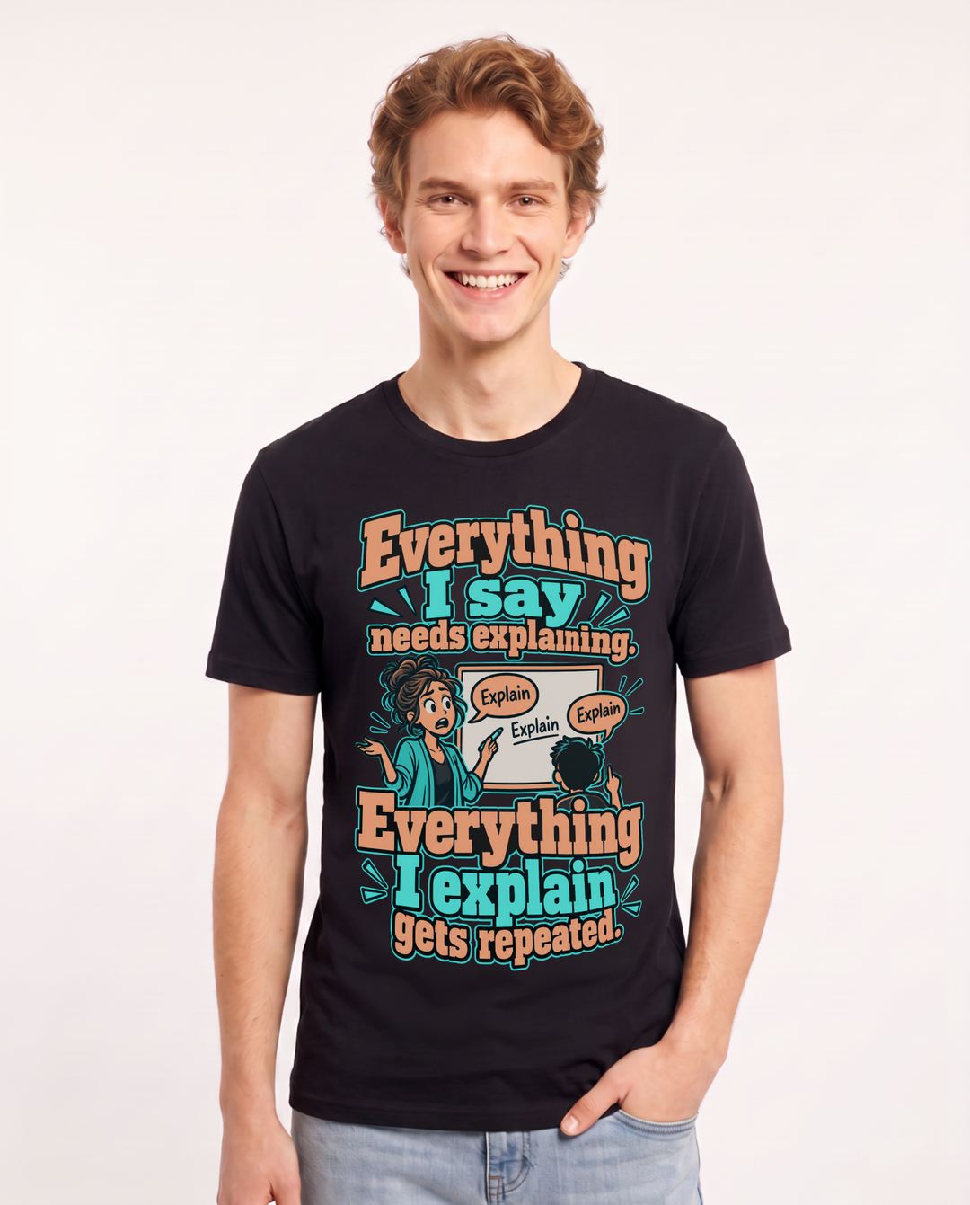 Teacher Black T-Shirt for Men – Everyday Expression Graphic Tee product image 3