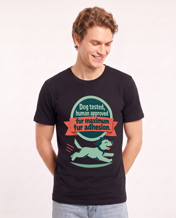 Graphic Men's Black T-Shirt - Dog tested, human approved for maximum product image 3