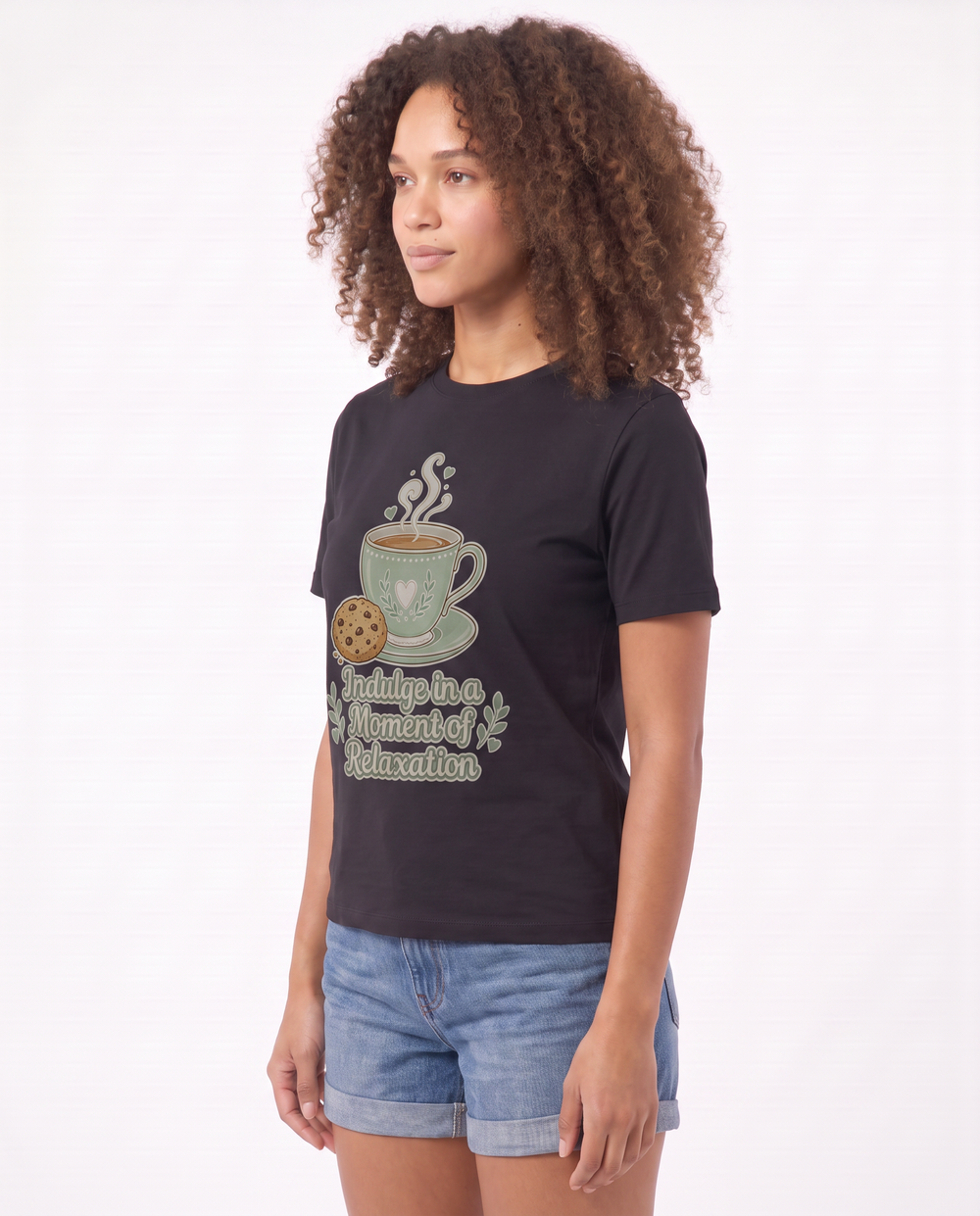 Indulge In A Moment Of Relaxation Black T-Shirt mockup 2