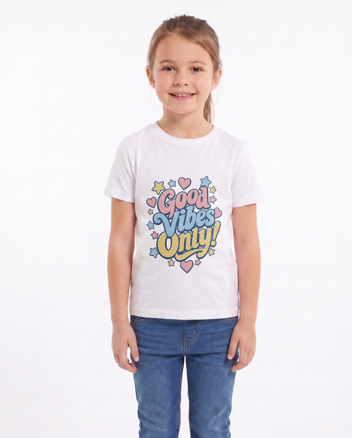 Good Vibes Only! White T-Shirt mockup 1