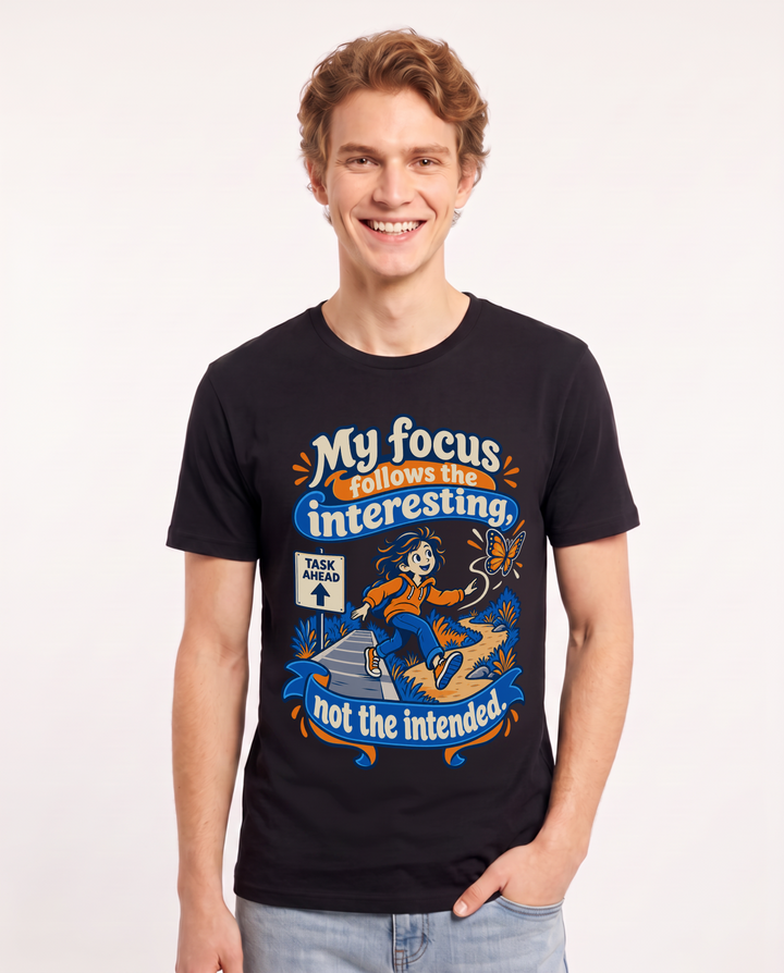 Neurodiversity Black T-Shirt for Men – Everyday Expression Graphic Tee product image 3
