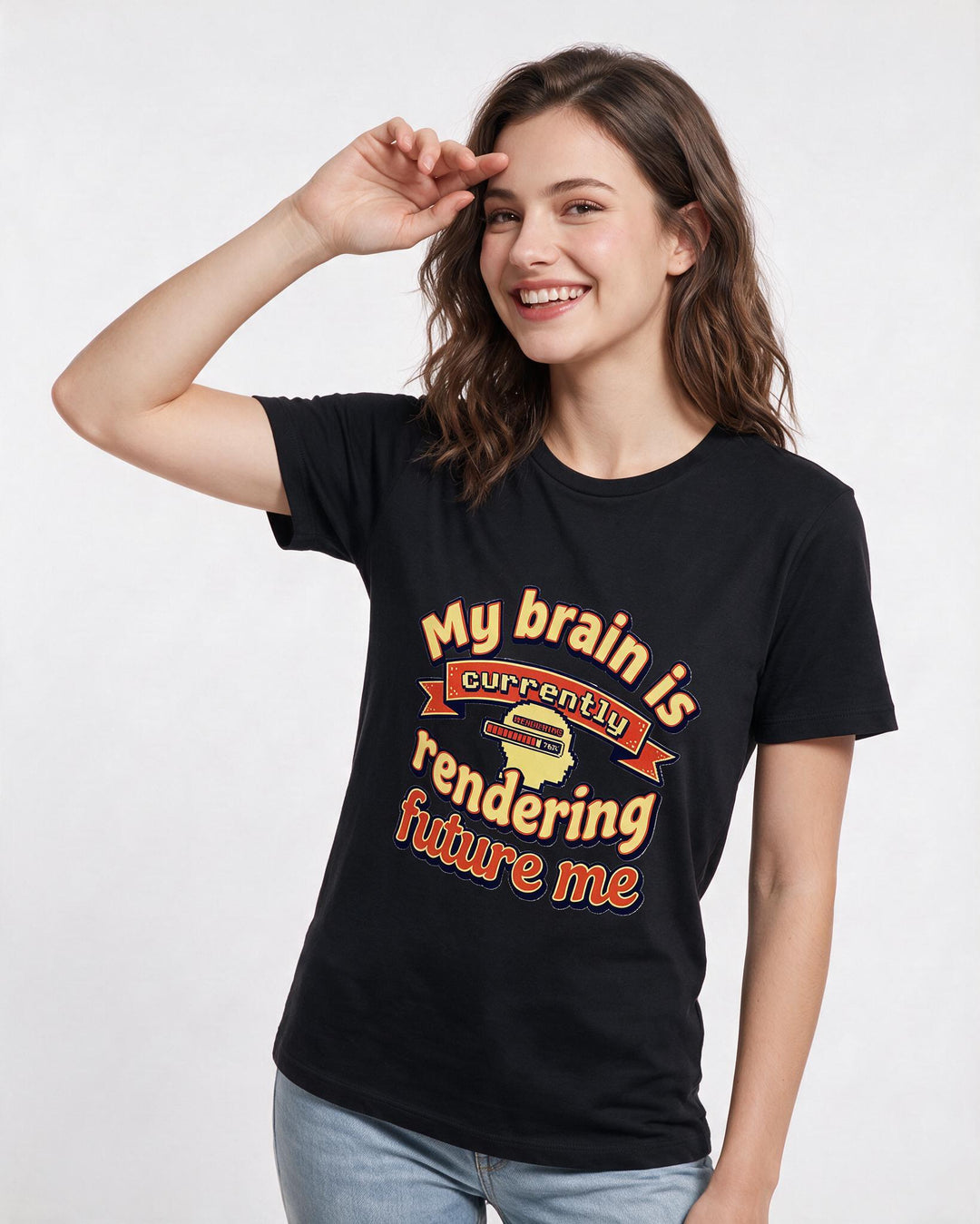 Gaming Women's Black T-Shirt – My brain is currently rendering future me product image 3