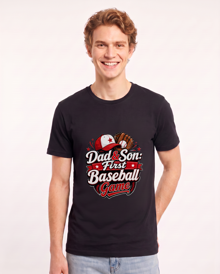 Dad & Son: First Baseball Game Men's Black T-Shirt product image 1