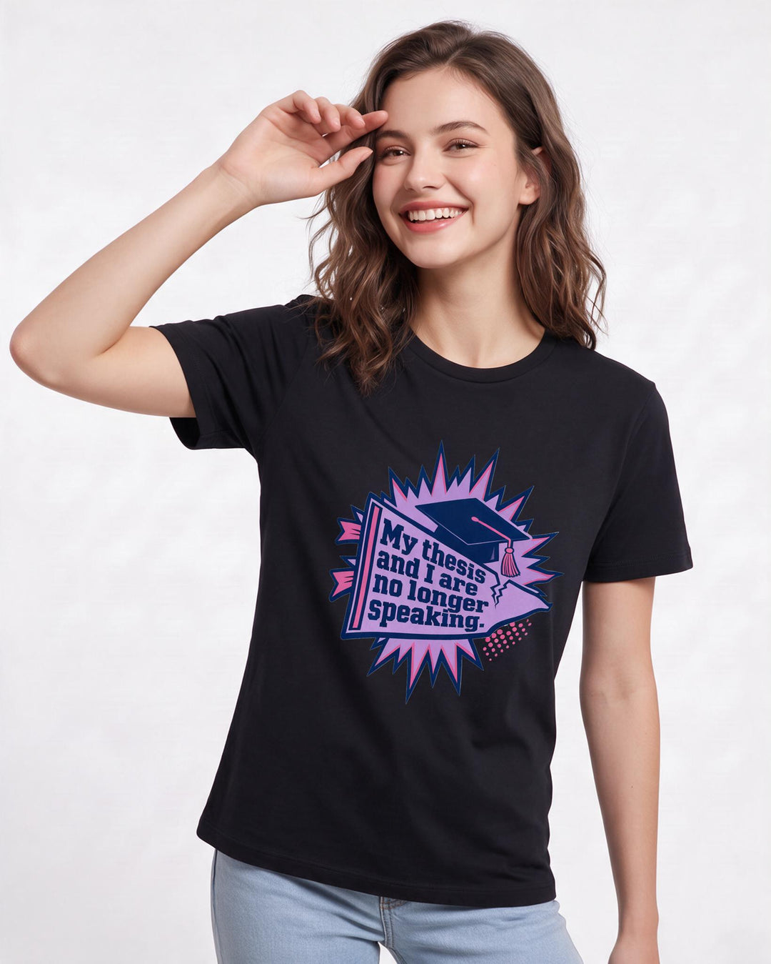Graduation Gift Women's Black T-Shirt - My thesis and I are no longer product image 3