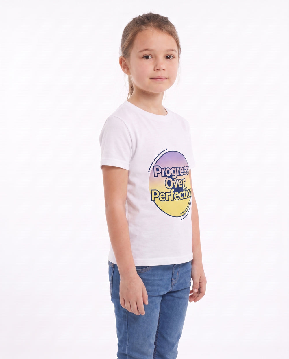 Progress Over Perfection White T-Shirt mockup 2