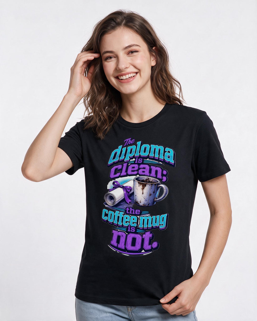 Graduation Black T-Shirt for Women – Everyday Expression Graphic Tee product image 3