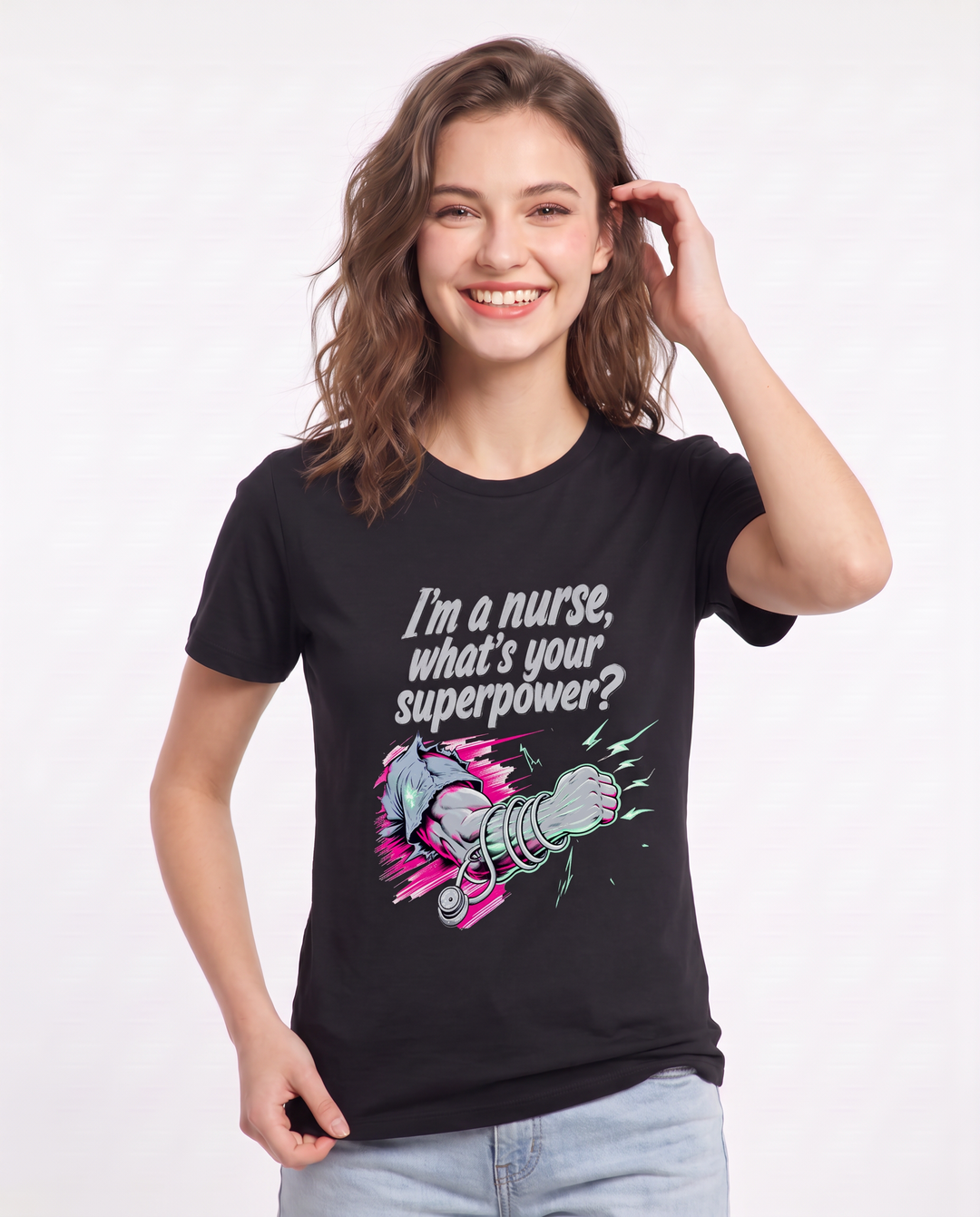 I'm a nurse, what's your superpower? - Women's Black T-Shirt product image 1