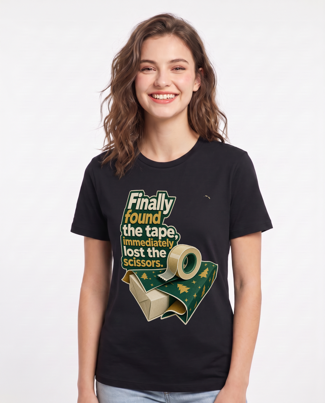 Christmas Black T-Shirt for Women – Holiday Theme Graphic Tee product image 3