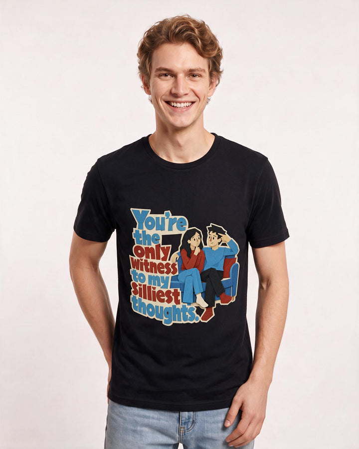 Couples Black T-Shirt for Men – Everyday Expression Graphic Tee product image 1