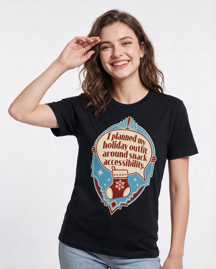 Christmas Women's Black T-Shirt - I planned my holiday outfit around product image 3