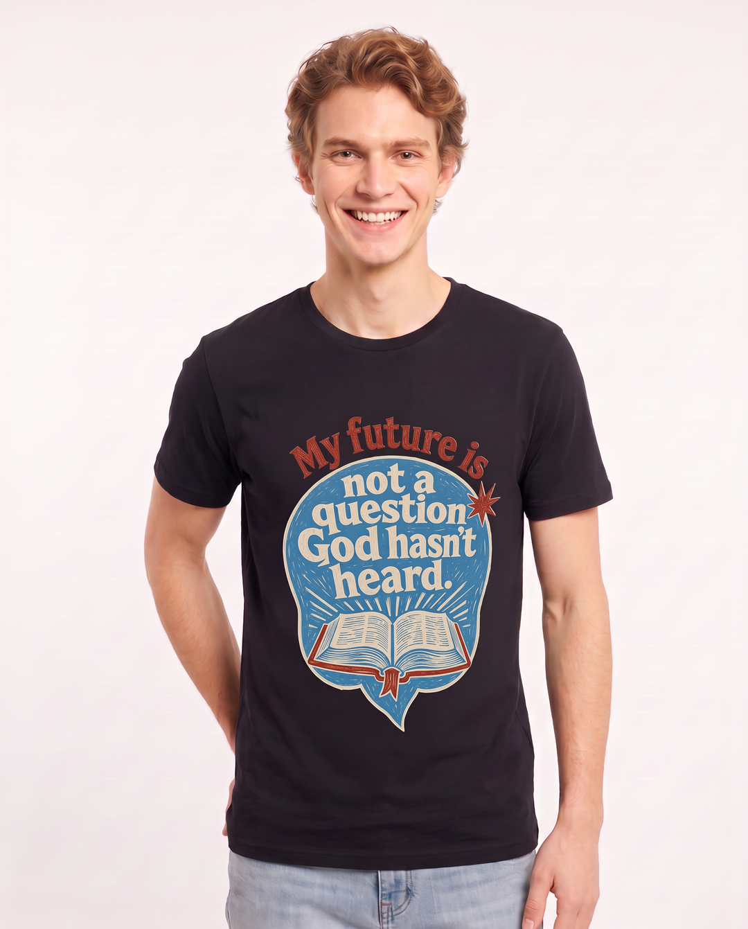 Graphic Men's Black T-Shirt - My future is not a question God hasn't product image 3