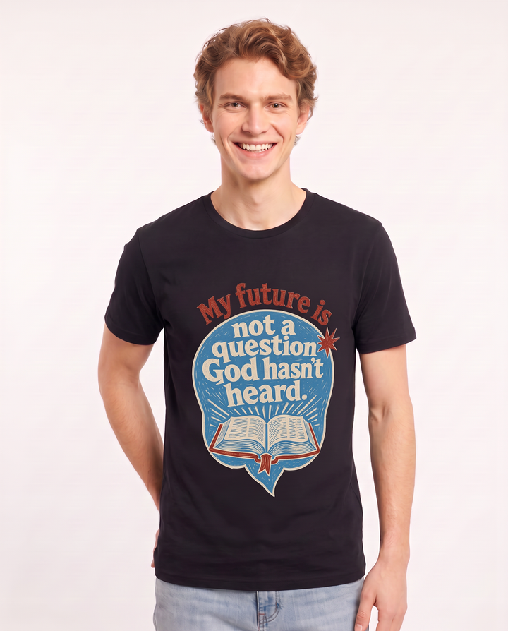 Graphic Men's Black T-Shirt - My future is not a question God hasn't product image 3