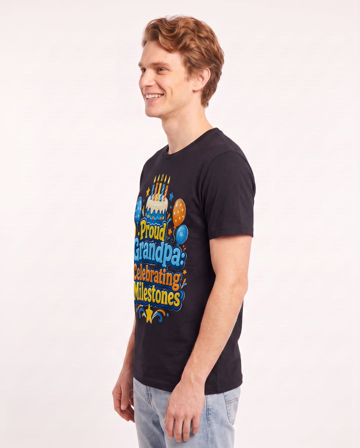 Proud Grandpa: Celebrating Milestones Men's Black T-Shirt product image 3