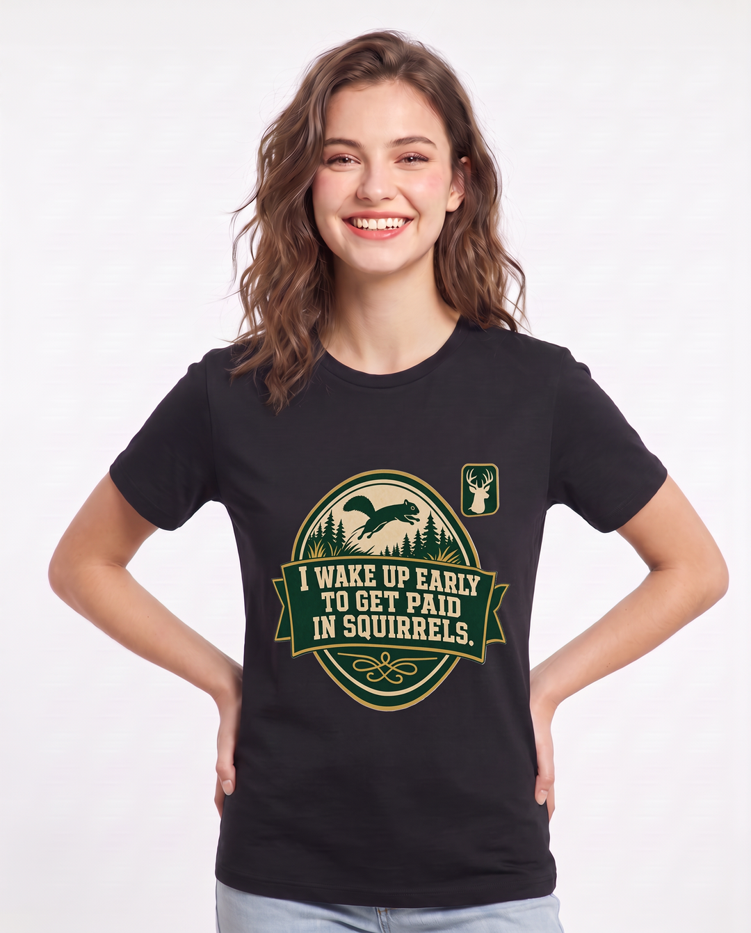 Hunting Women's Black T-Shirt - I wake up early to get paid in product image 3