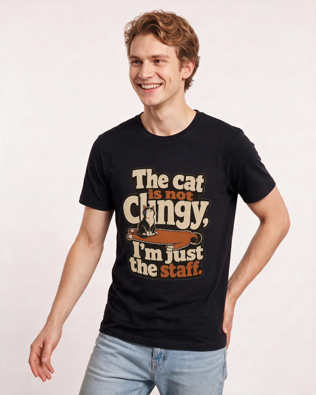 Cat Lover Black T-Shirt for Men – Everyday Expression Graphic Tee product image 1