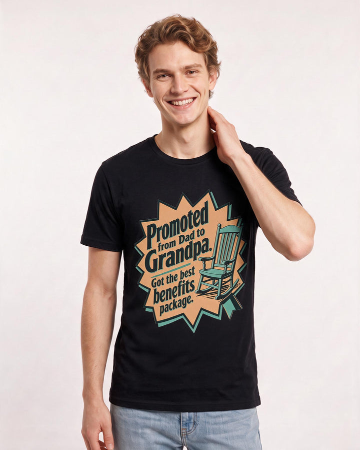 Graphic Men's Black T-Shirt - Promoted from Dad to Grandpa. Got the product image 3