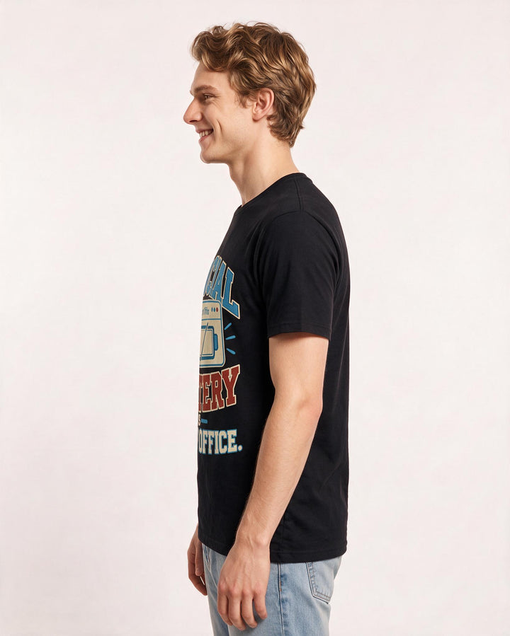 Funny Meme Men's Black T-Shirt – My social battery is out of office. product image 2
