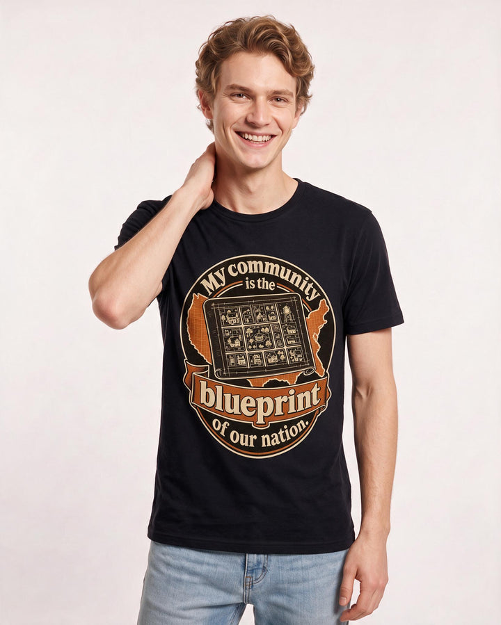 Patriotic Men's Black T-Shirt – My community is the blueprint of our product image 3