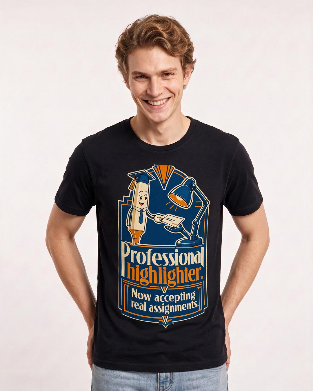 Funny Graduation Men's Black T-Shirt – Professional highlighter. Now accepting product image 3