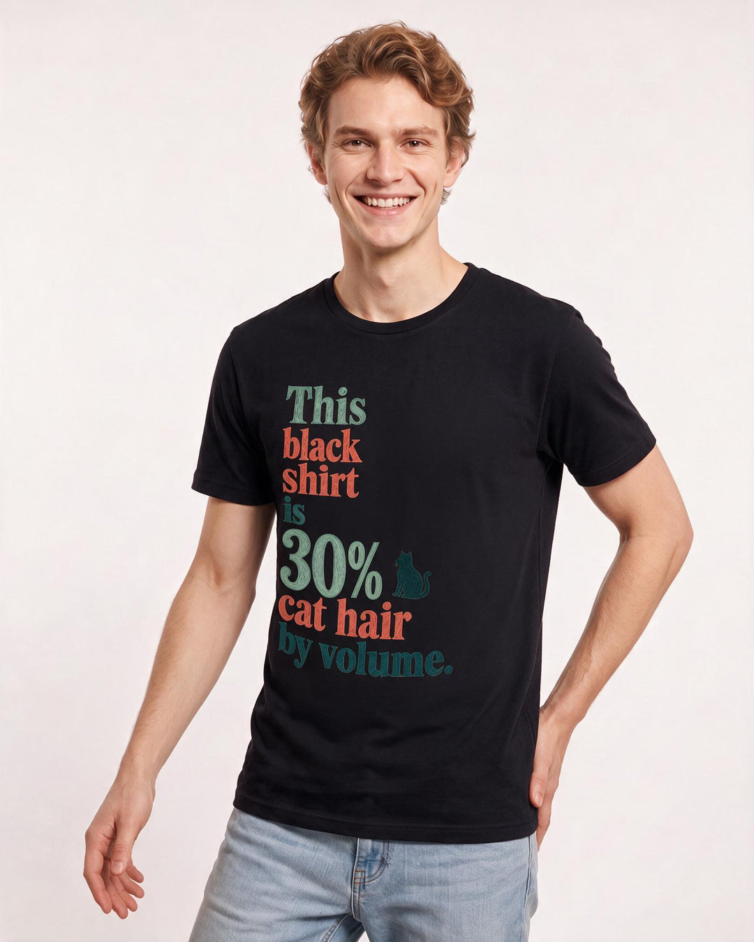 Cat Lover Black T-Shirt for Men – Everyday Expression Graphic Tee product image 1