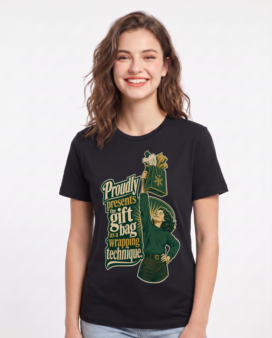 Christmas Black T-Shirt for Women – Holiday Theme Graphic Tee product image 3