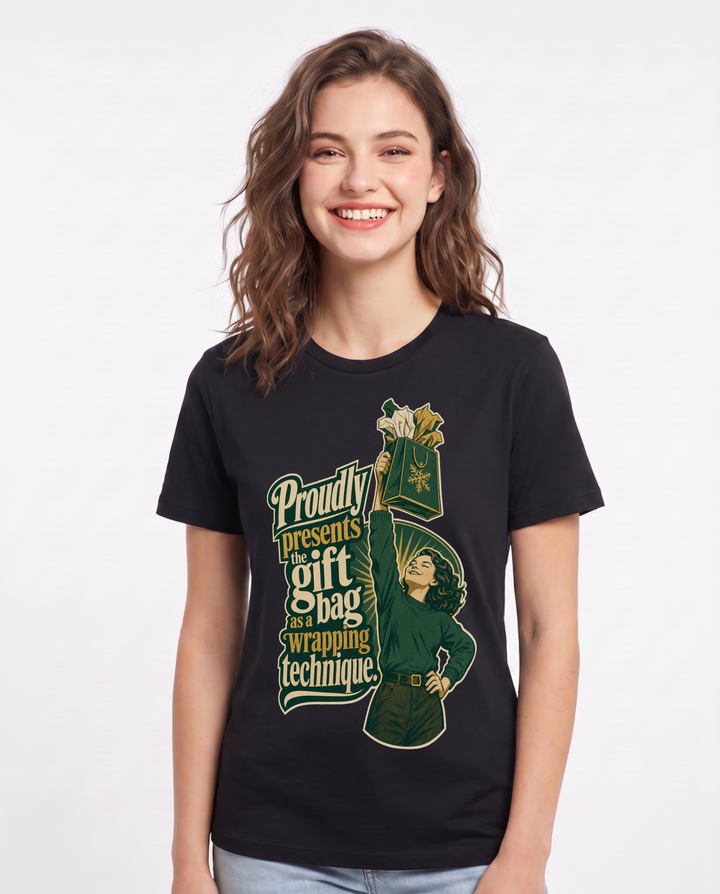 Christmas Black T-Shirt for Women – Holiday Theme Graphic Tee product image 3