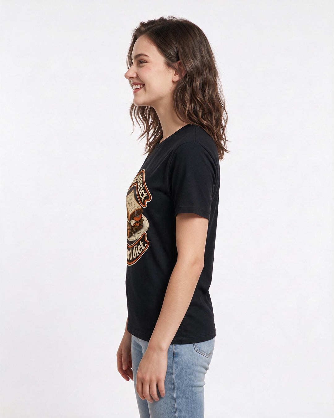 Cat Lover Black T-Shirt for Women – Everyday Expression Graphic Tee product image 2