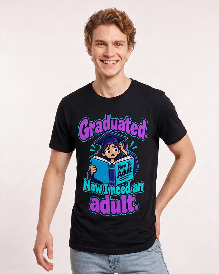 Graduation Black T-Shirt for Men – Everyday Expression Graphic Tee product image 1