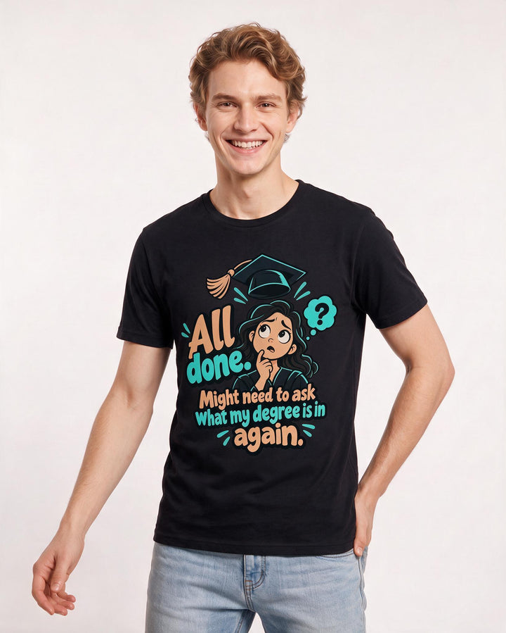 Graduation Black T-Shirt for Men – Everyday Expression Graphic Tee product image 1