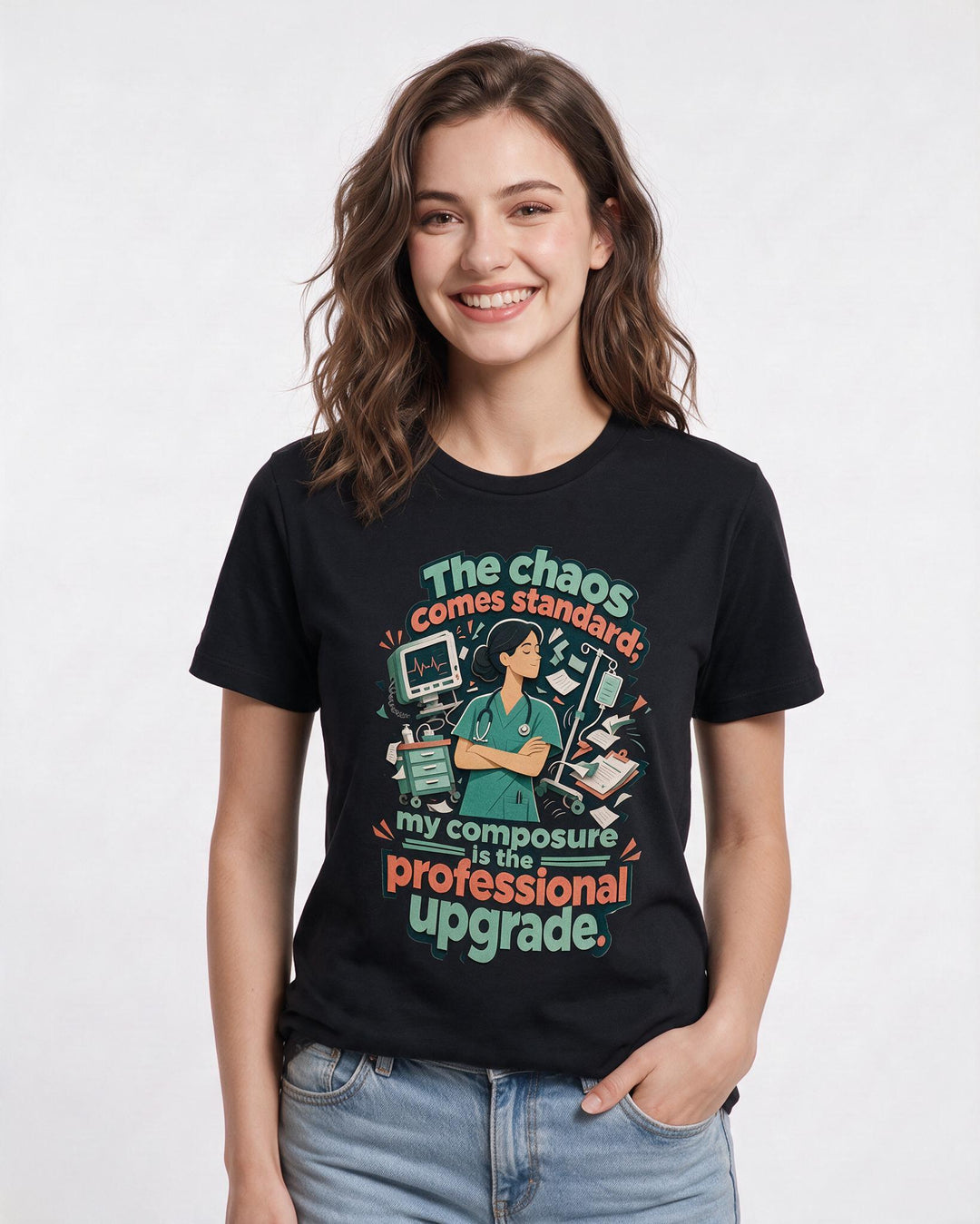 Nurse Black T-Shirt for Women – Nursing Life Graphic Tee product image 3