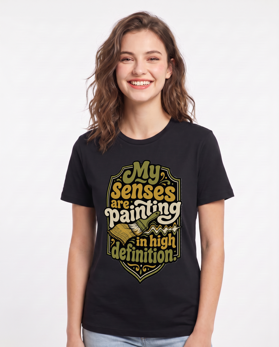 Neurodiversity Women's Black T-Shirt – My senses are painting in high definition product image 1