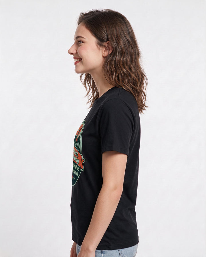 Hunting Women's Black T-Shirt - I'm not lost, I'm exploring alternate product image 2