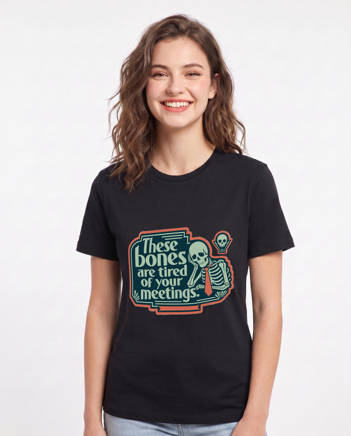Halloween Women's Black T-Shirt - These bones are tired of your product image 1