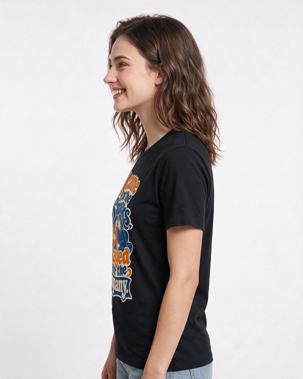 Couples Black T-Shirt for Women – Everyday Expression Graphic Tee product image 2