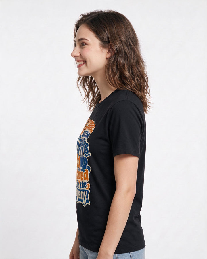 Couples Black T-Shirt for Women – Everyday Expression Graphic Tee product image 2