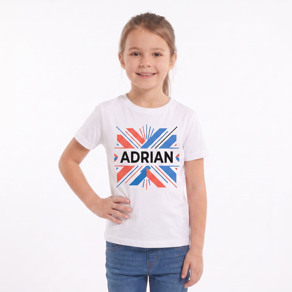 Bold Uppercase Name With Abstract Geometry White T-Shirt product photo 2