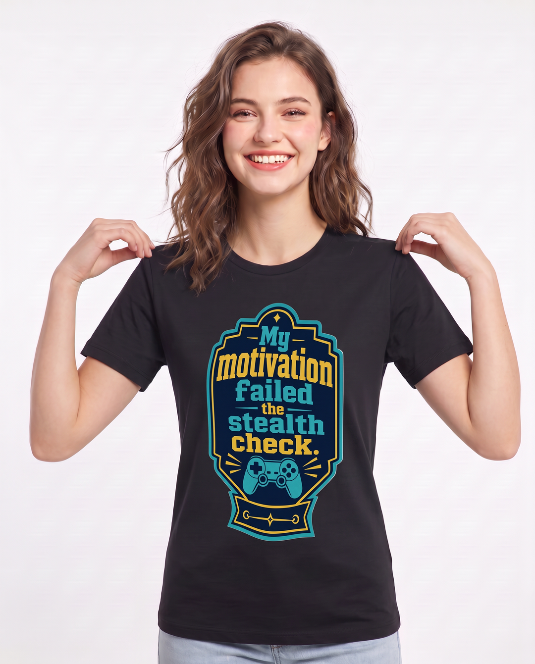 Gaming Women's Black T-Shirt - My motivation failed the stealth product image 3