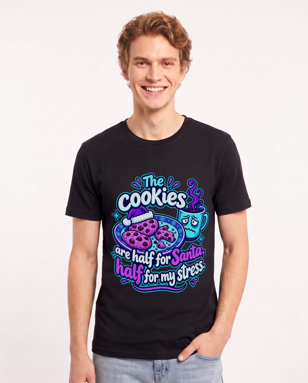 Christmas Black T-Shirt for Men – Holiday Theme Graphic Tee product image 3