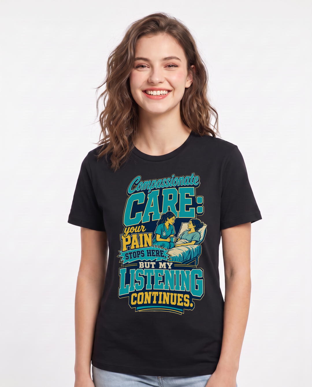 Nurse Black T-Shirt for Women – Nursing Life Graphic Tee product image 3