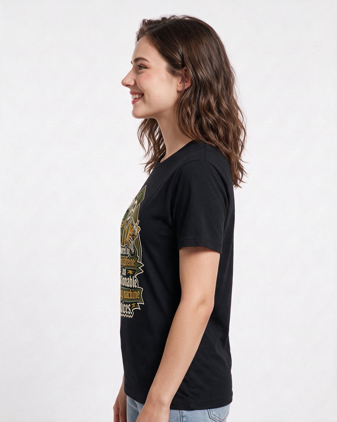 Funny Graduation Women's Black T-Shirt – Powered by pure caffeine and questionable vending machine choices. product image 2