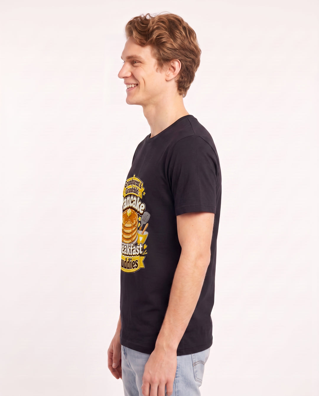 Grandparent & Grandchild: Pancake Breakfast Buddies Men's Black T-Shirt product image 3