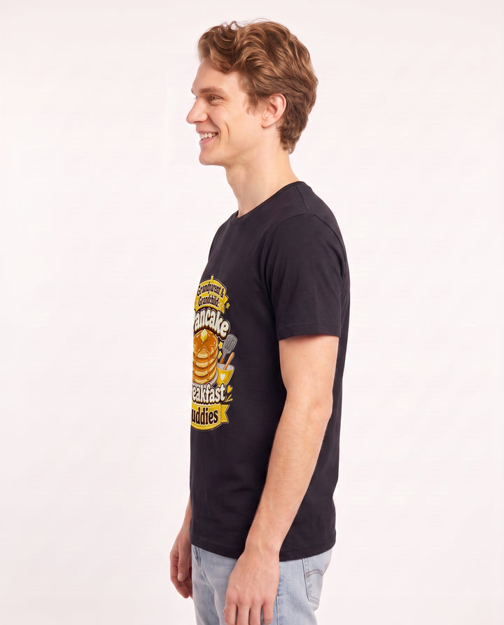 Grandparent & Grandchild: Pancake Breakfast Buddies Men's Black T-Shirt product image 3