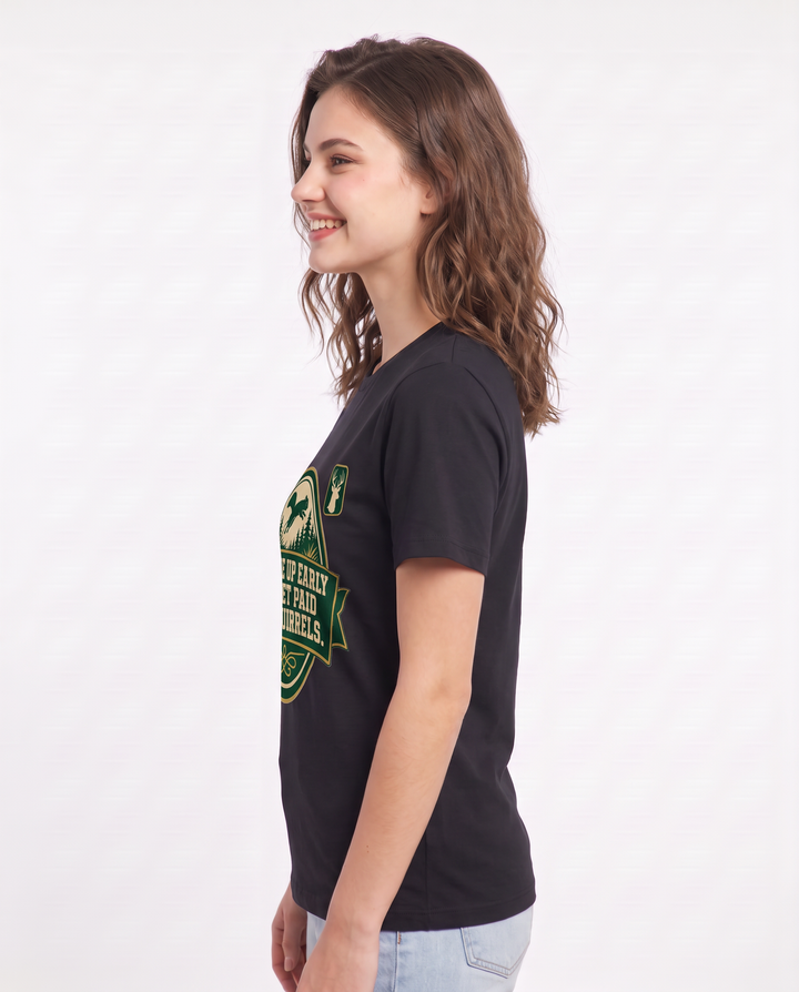 Hunting Women's Black T-Shirt - I wake up early to get paid in product image 2