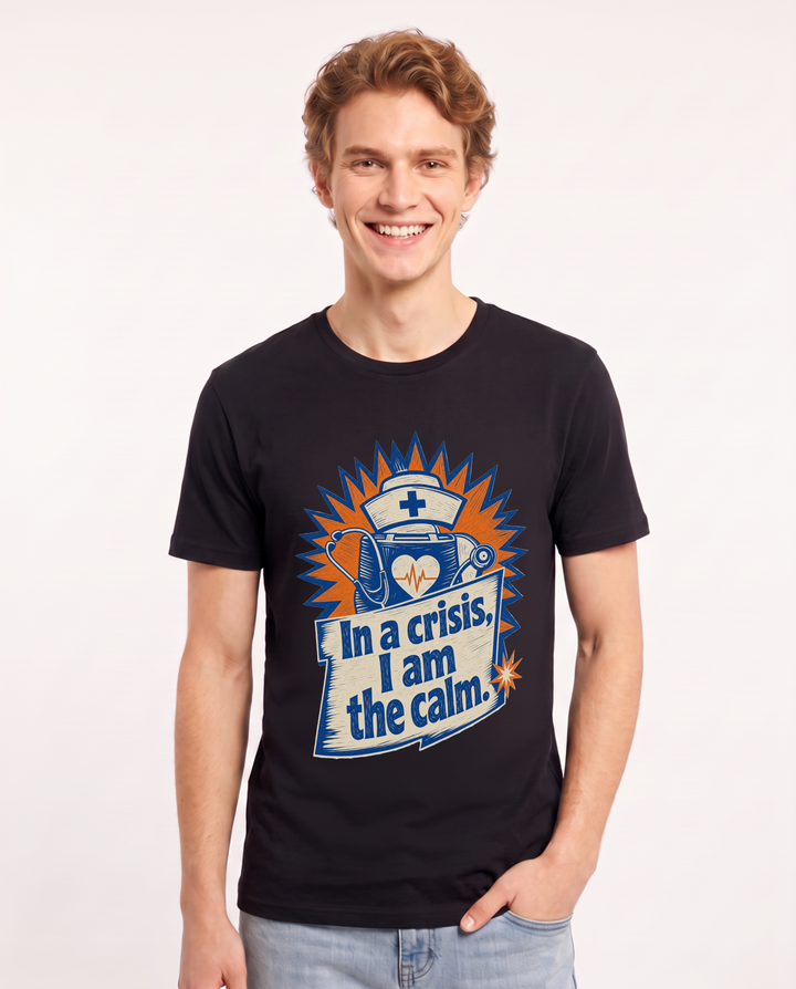 Nurse Gift Men's Black T-Shirt - In a crisis, I am the calm. product image 1