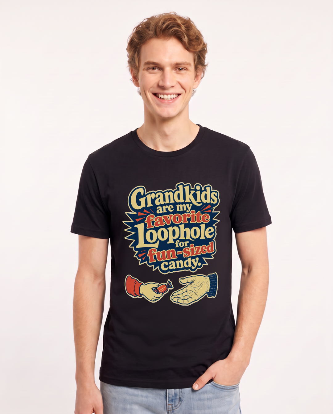 Grandparent Men's Black T-Shirt – Grandkids are my favorite loophole for fun-sized candy. product image 1